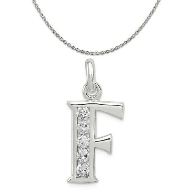 Sterling SIlver Synthetic CZ Initial F Pendant 